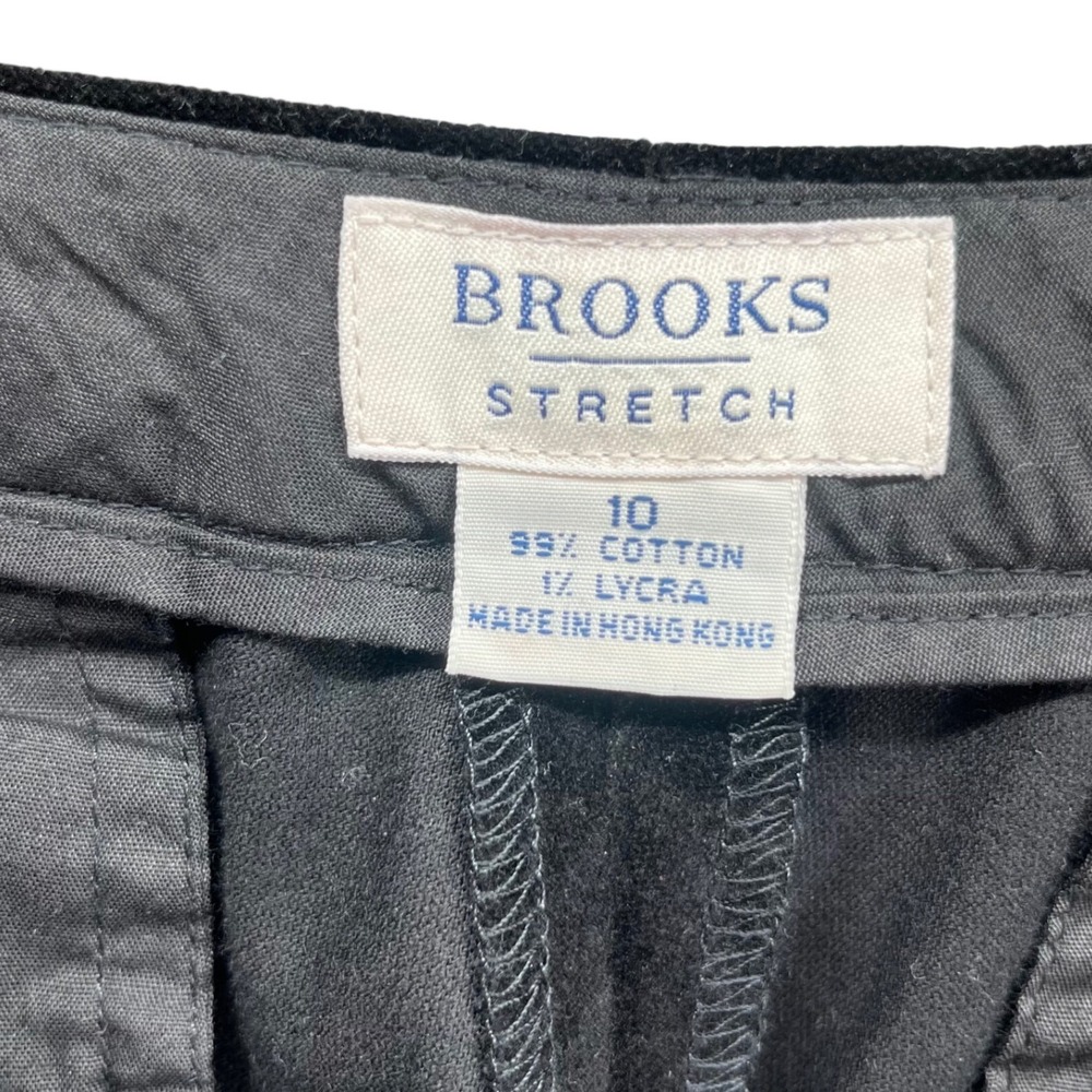 Brooks Brothers Velvet Trousers Women 10 Black Cotton Stretch Straight Leg - Picture 3 of 8